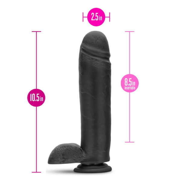 819835023807 3 Au Natual Bold Huge 10.5" Dildo Black