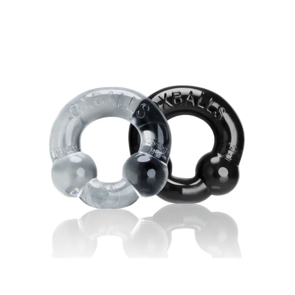 840215118783 2 Ultraballs 2-Pack Cock Ring Black & Clear