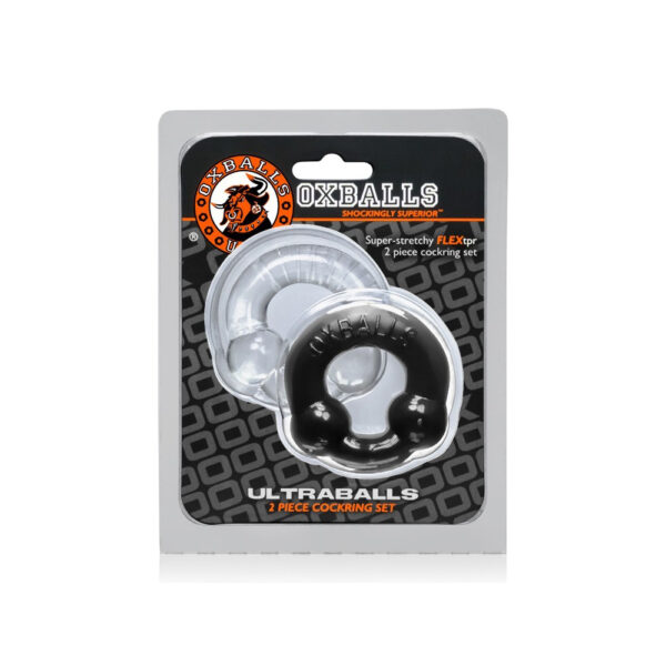 840215118783 Ultraballs 2-Pack Cock Ring Black & Clear