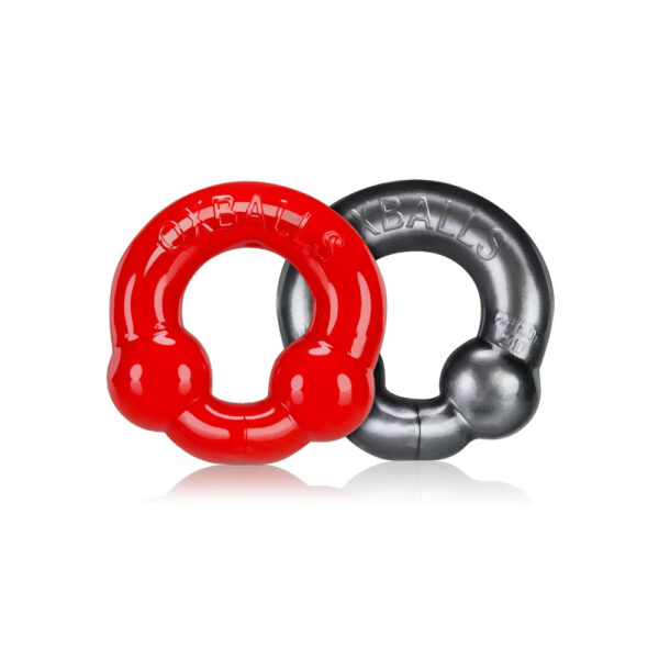 840215118981 2 Ultraballs 2-Pack Cock Ring Steel & Red