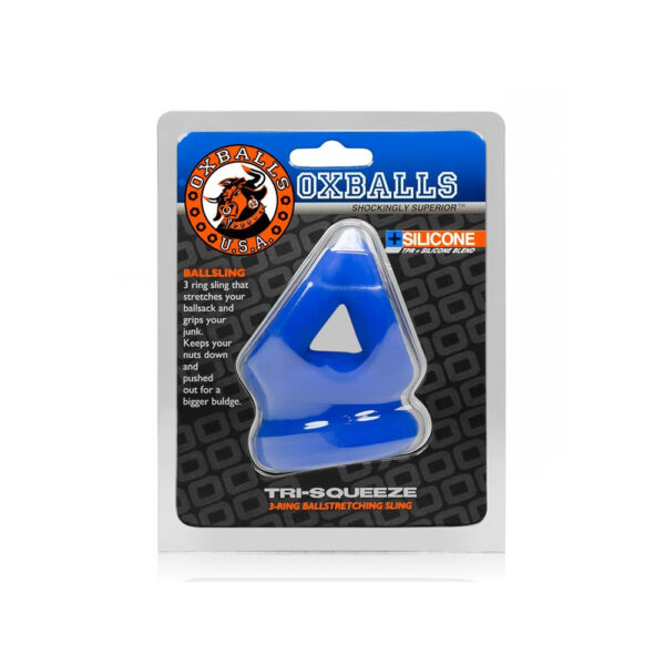 840215119551 Tri-Squeeze Cock Sling/Ball Stretcher Cobalt Ice