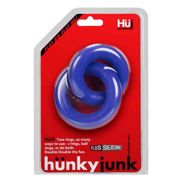 840215120076 Duo Linked Cock/Ball Rings By Hunkyjunk Cobalt