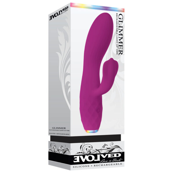 844477012759 Glimmer Rechargeable Light Up Purple Vibrator