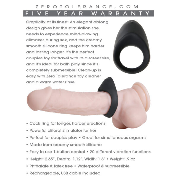 844477013411 2 Night Rider Cock Ring Black