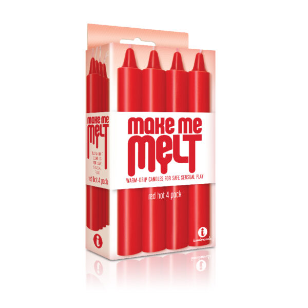 847841023245 The 9's Make Me Melt Sensual Warm-Drip Candles 4Pk Red Hot