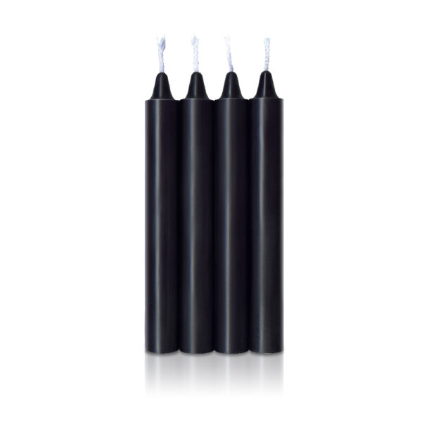 847841023252 2 The 9's Make Me Melt Sensual Warm-Drip Candles 4Pk Jet Black