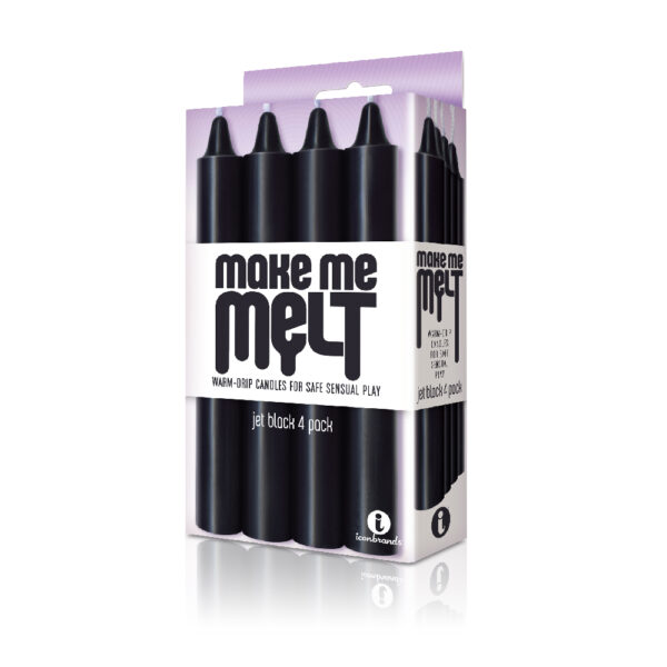 847841023252 The 9's Make Me Melt Sensual Warm-Drip Candles 4Pk Jet Black