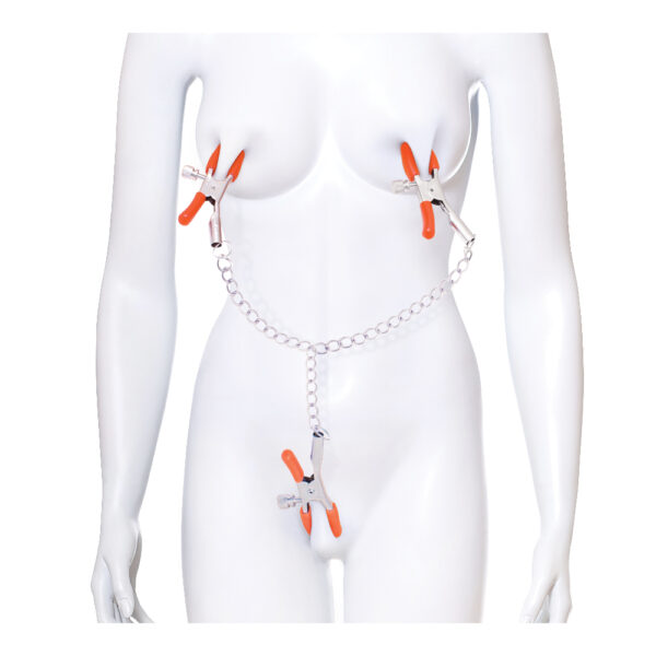 847841025188 2 The 9's Orange Is The New Black Triple Your Pleasure Clamps & Chain