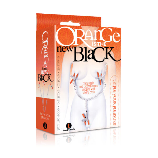 847841025188 The 9's Orange Is The New Black Triple Your Pleasure Clamps & Chain