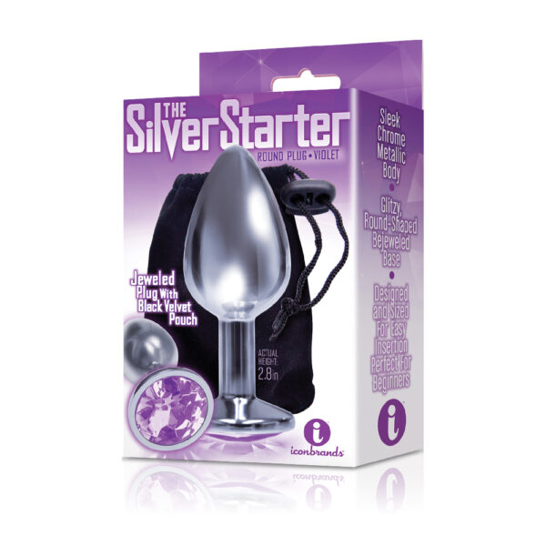 847841026079 The 9's The Silver Starter Bejeweled Stainless Steel Plug Violet