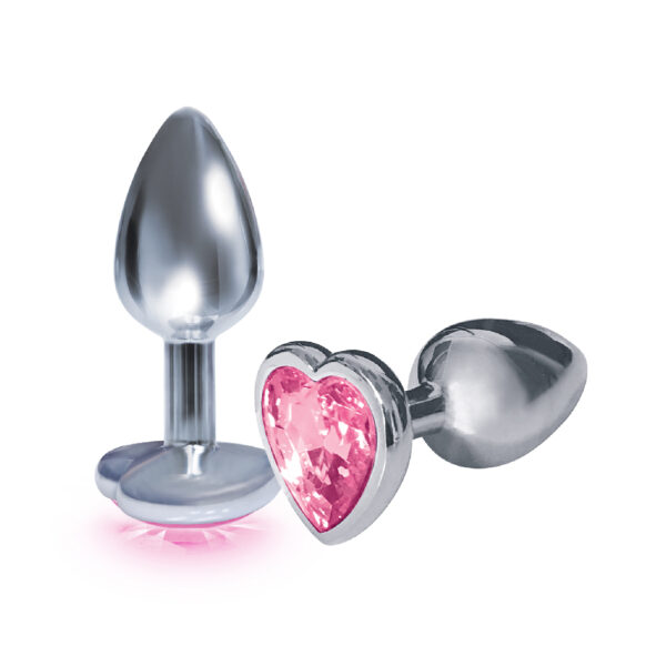 847841026093 2 The 9's The Silver Starter Bejeweled Heart Stainless Steel Plug Pink