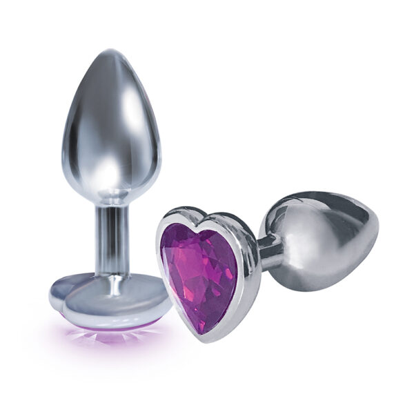 847841026109 2 The 9's The Silver Starter Bejeweled Heart Stainless Steel Plug Violet