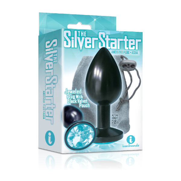 847841026147 The 9's The Silver Starter Bejeweled Annodized Stainless Steel Plug Aqua