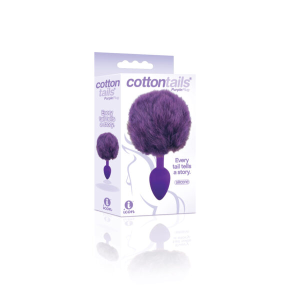 847841026420 The 9's Cottontails Silicone Bunny Tail Butt Plug Purple