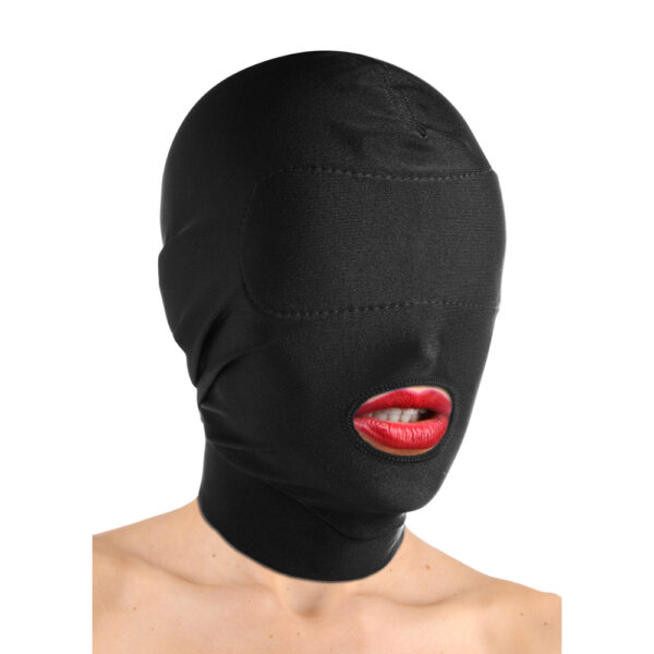 848518016768 3 Master Series Disguise Open Mouth Hood With Padded Blindfold