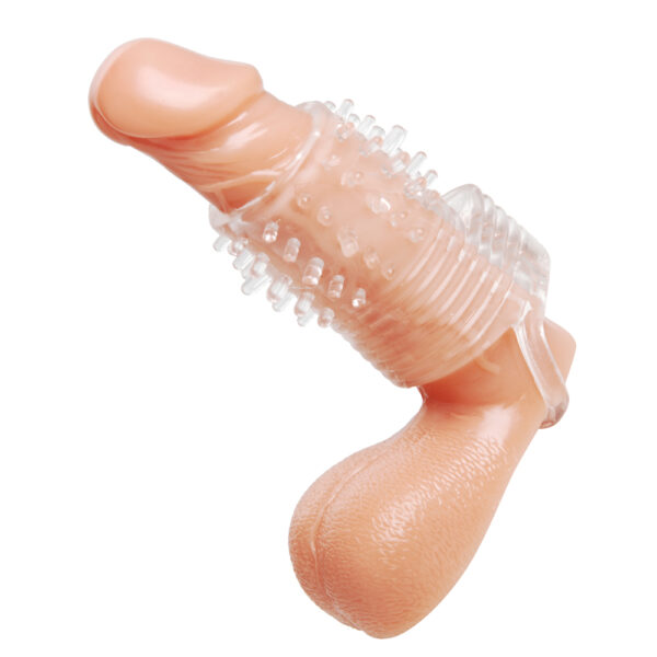 848518019431 3 Size Matters Clear Sensations Vibrating Textured Erection Sleeve