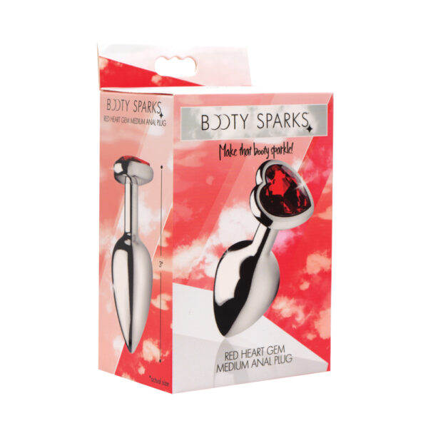 848518029898 Booty Sparks Red Heart Gem - Medium Anal Plug