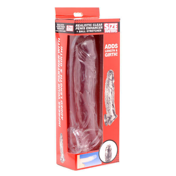 848518030511 Size Matters Realistic Clear Penis Enhancer + Ball Stretcher