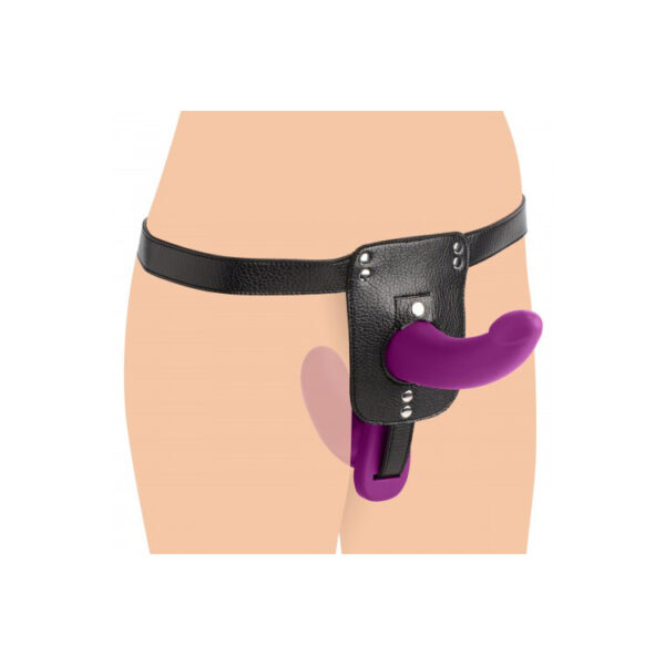 848518031488 3 Strap U Double Take Purple 10X Vibrating Double Penetration Strap-On Harness