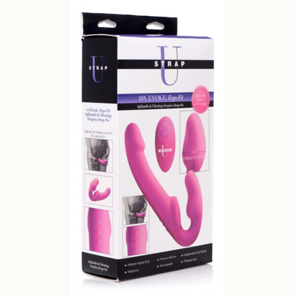 848518032300 Strap U 10X Evoke Ergo Fit Inflatable & Vibrating Silicone Strapless Strap-On