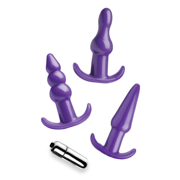 848518035059 2 Frisky Thrill Trio Anal Plug Set Purple