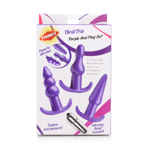 848518035059 3 Frisky Thrill Trio Anal Plug Set Purple