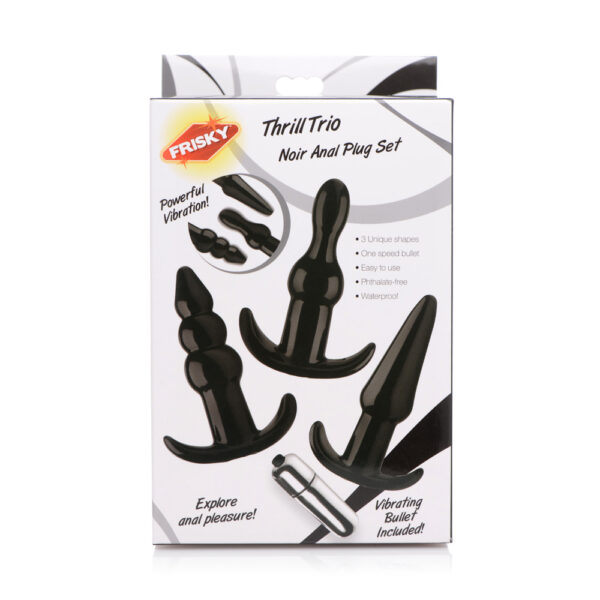 848518035073 3 Frisky Thrill Trio Anal Plug Set Black