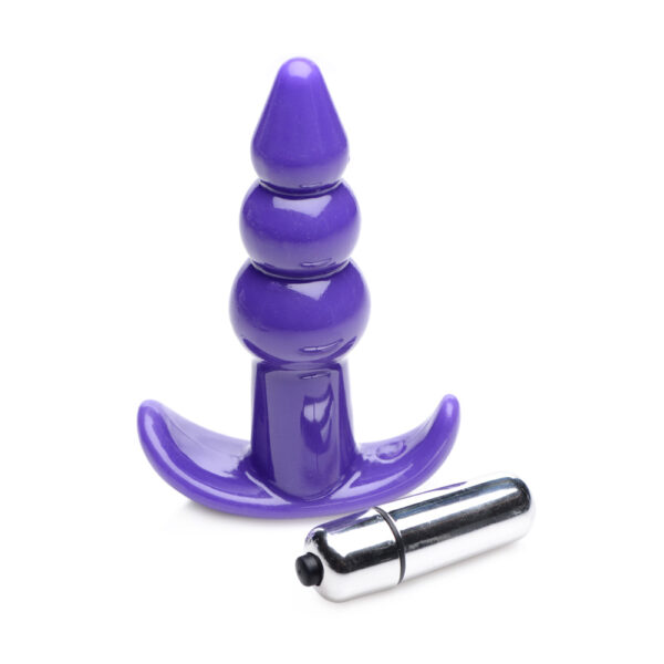 848518035110 2 Frisky Bubbling Purple Ribbed Anal Plug