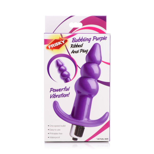 848518035110 3 Frisky Bubbling Purple Ribbed Anal Plug