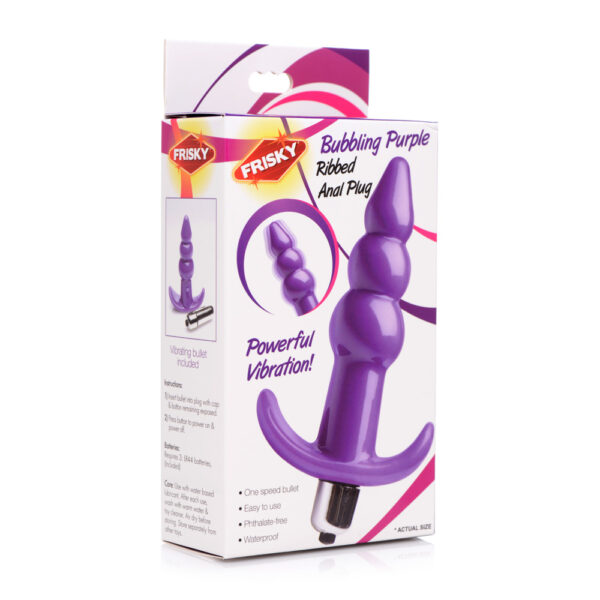 848518035110 Frisky Bubbling Purple Ribbed Anal Plug