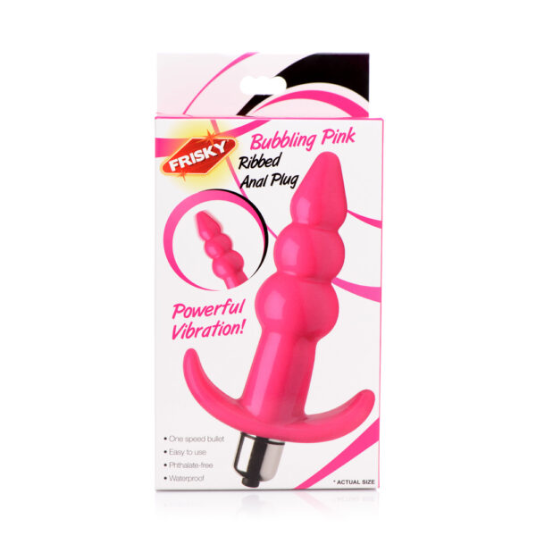 848518035127 3 Frisky Bubbling Pink Ribbed Anal Plug