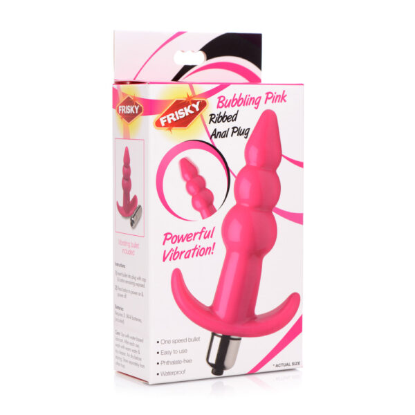 848518035127 Frisky Bubbling Pink Ribbed Anal Plug