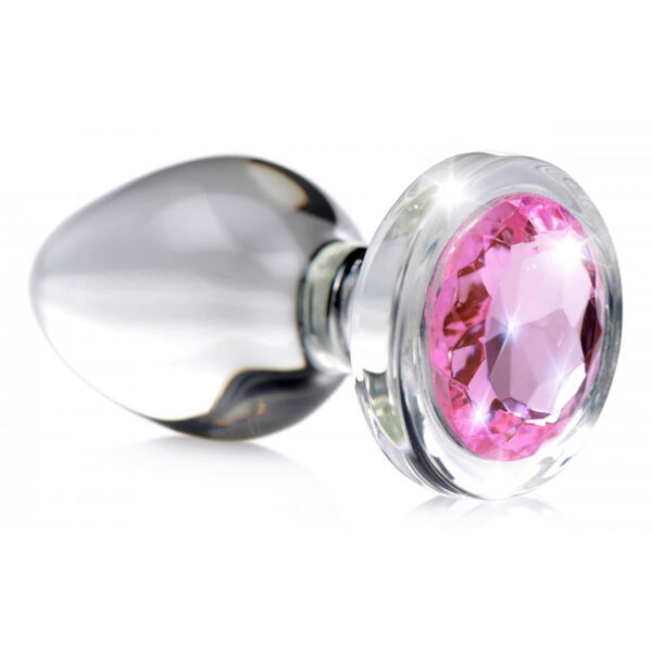 848518037367 2 Booty Sparks Pink Gem Glass Anal Plug Large