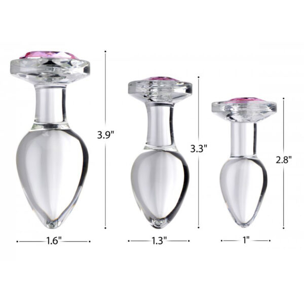 848518037367 3 Booty Sparks Pink Gem Glass Anal Plug Large