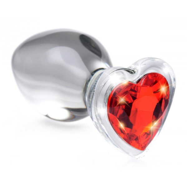 848518037404 2 Booty Sparks Red Heart Gem Glass Anal Plug Large