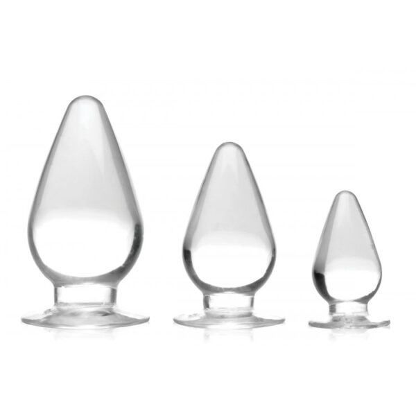 848518037602 2 Master Series Triple Cones 3 Piece Anal Plug Set Clear