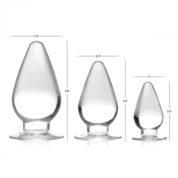 848518037602 3 Master Series Triple Cones 3 Piece Anal Plug Set Clear