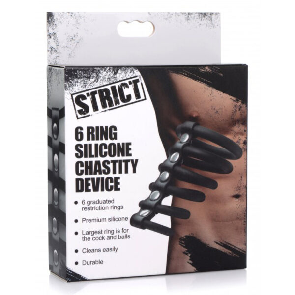 848518037633 Strict 6 Ring Silicone Chastity Device