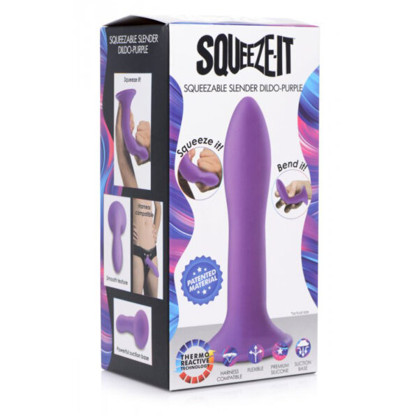 848518037947 Squeeze-It Squeezable Slender Dildo Purple