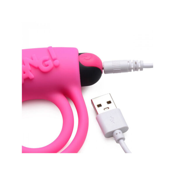 848518039842 3 Bang! Silicone Cock Ring & Bullet W/ Remote Control Pink