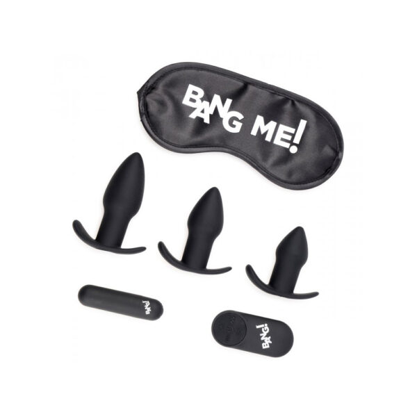 848518039934 2 Bang! Backdoor Adventure 3Pc Butt Plug Set, Bullet, & Blindfold Kit Black