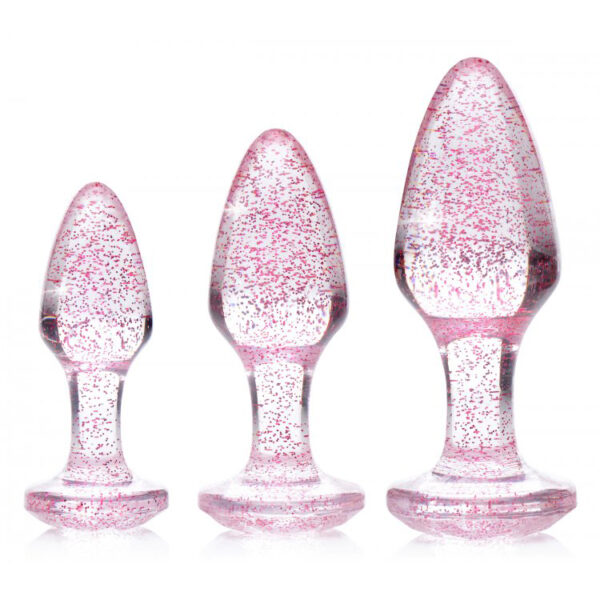 848518040015 2 Booty Sparks Glitter Gem Anal Plug Set Pink