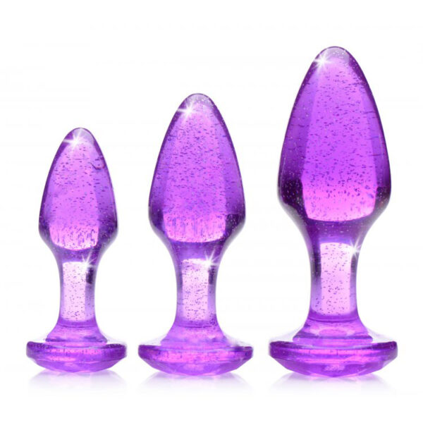 848518040022 2 Booty Sparks Glitter Gem Anal Plug Set Purple