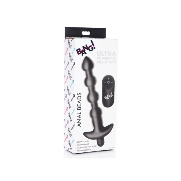 848518041821 Bang! Vibrating Silicone Anal Beads & Remote Control Black