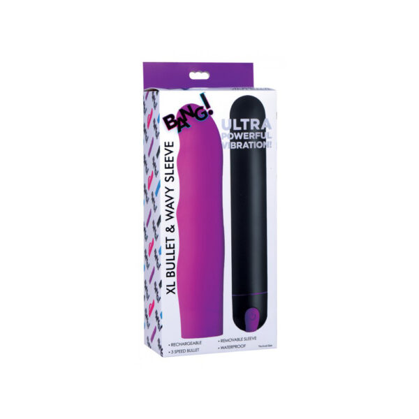 848518042170 Bang! Xl Bullet & Wavy Silicone Sleeve Purple