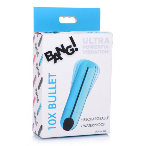 848518042521 Bang! 10X Rechargeable Vibrating Metallic Bullet Blue