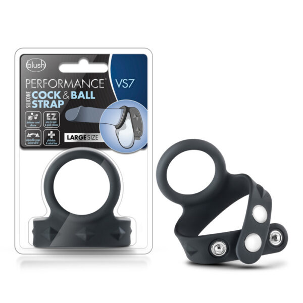 850002870145 Performance VS7 Silicone Cock & Ball Strap Large Black