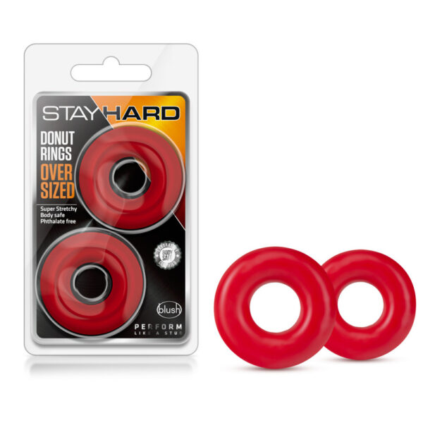 850002870251 Stay Hard Donut Rings Oversized Red