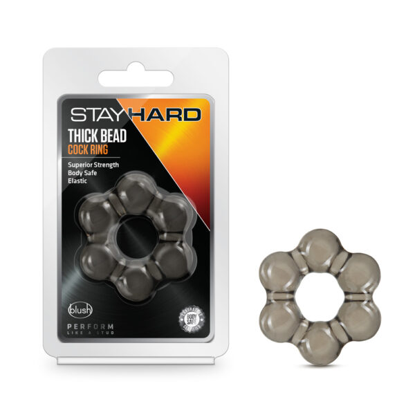 850002870381 Stay Hard Thick Bead Cock Ring Black