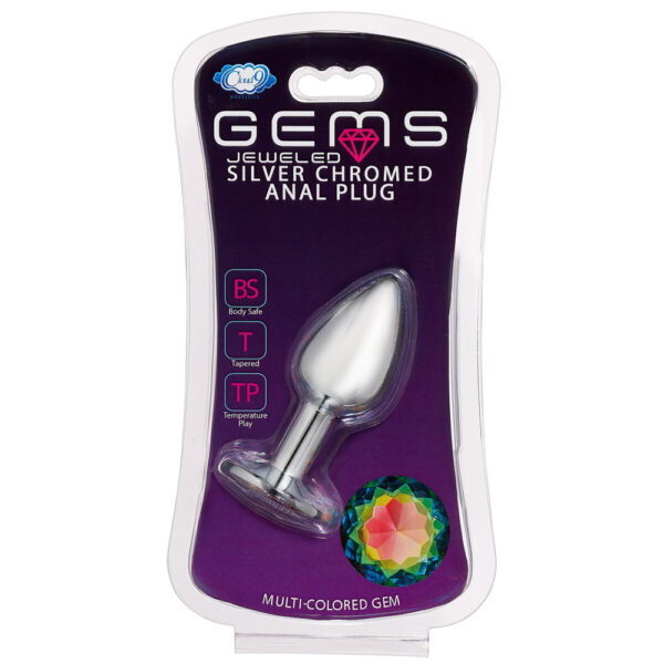 853545008051 Cloud 9 Gems Silver Chromed Anal Plug Medium